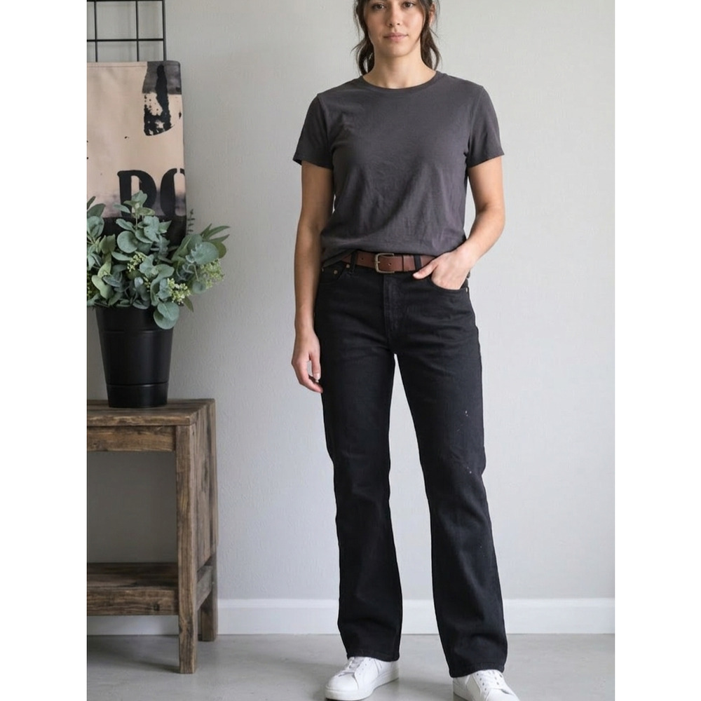 Dickies Perfect Shape Bootcut Black Denim Work Jeans Size 14 RG